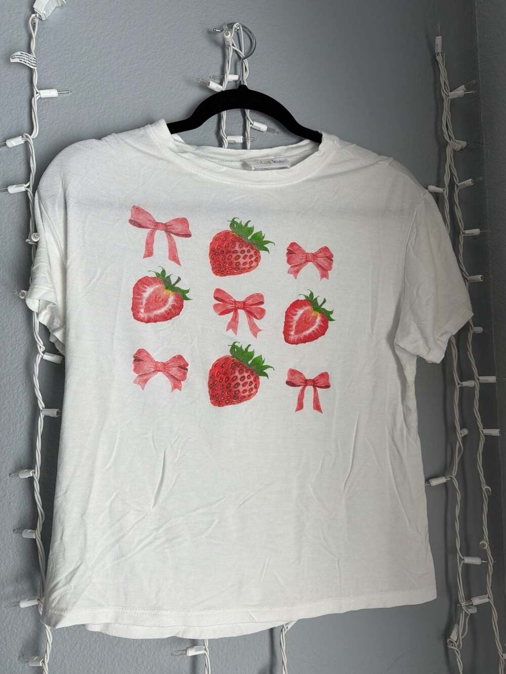 Starlet Women's Strawberry Coquette Bow Graphic T-Shirt